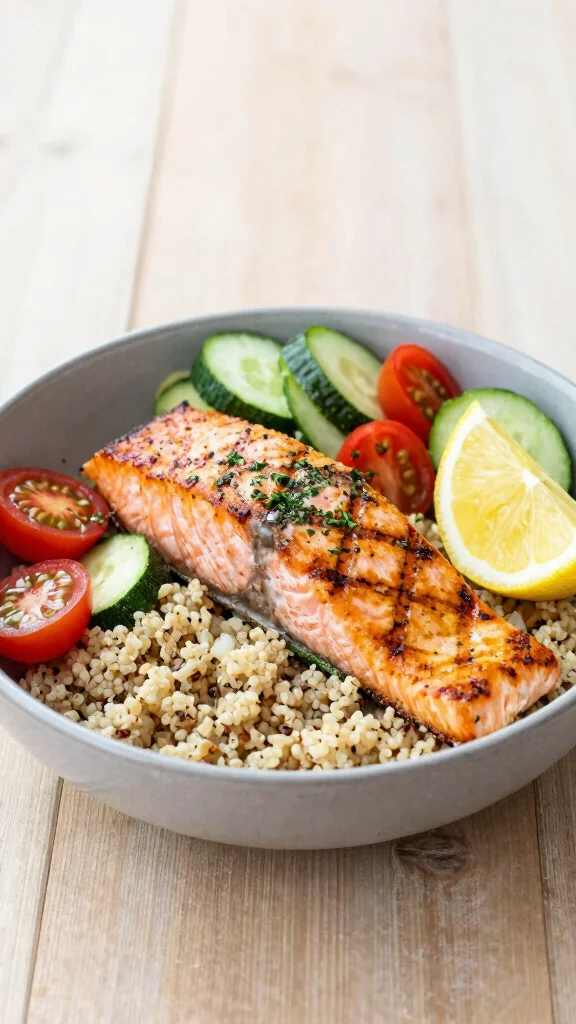 12 Mediterranean Salmon Recipes for Light, Healthy, Flavor-Packed Dinners - 1. Lemon Herb Grilled Salmon Bowl 1