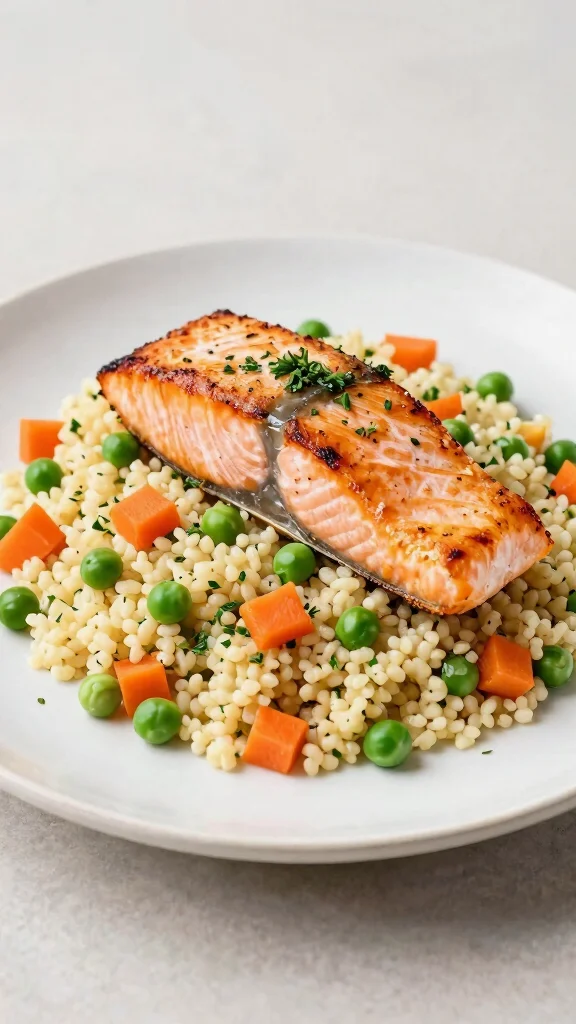 12 Mediterranean Salmon Recipes for Light, Healthy, Flavor-Packed Dinners - 10. Salmon and Couscous Pilaf 1