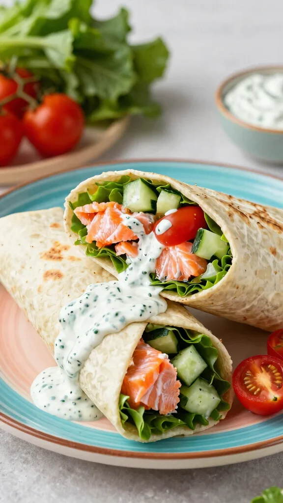 12 Mediterranean Salmon Recipes for Light, Healthy, Flavor-Packed Dinners - 11. Mediterranean Salmon Pita Wraps 1