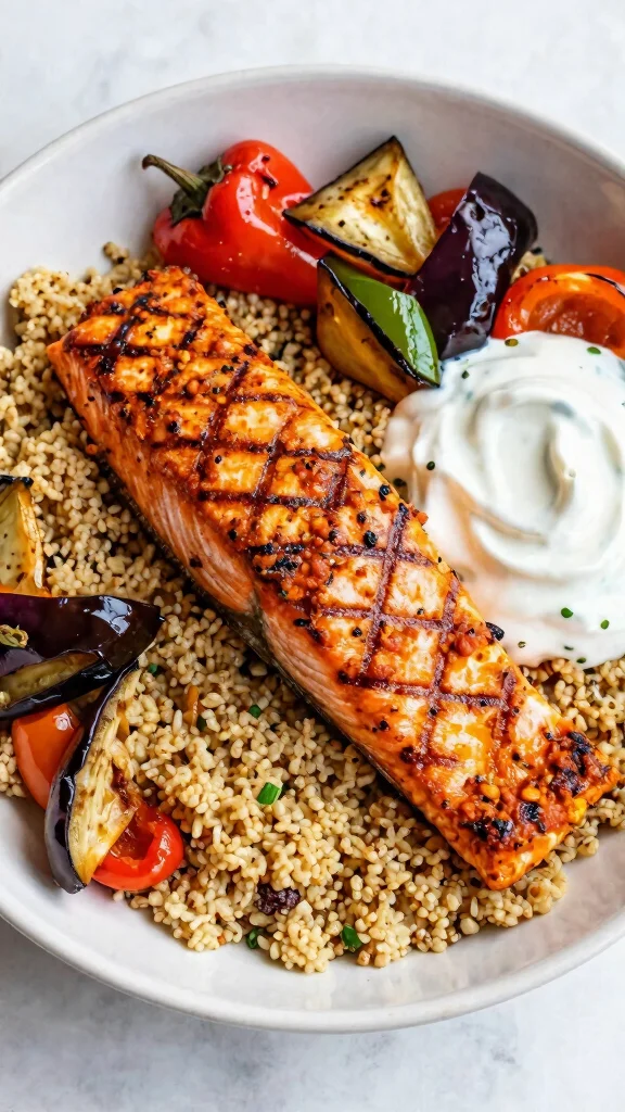 12 Mediterranean Salmon Recipes for Light, Healthy, Flavor-Packed Dinners - 3. Spicy Harissa Salmon Bowls 1