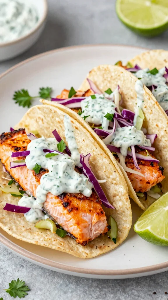 12 Mediterranean Salmon Recipes for Light, Healthy, Flavor-Packed Dinners - 5. Mediterranean Salmon Tacos 1