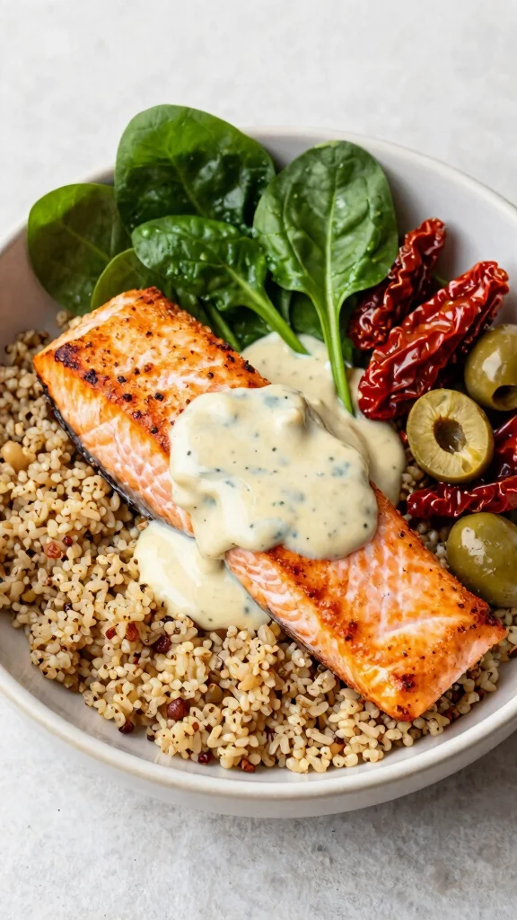 12 Mediterranean Salmon Recipes for Light, Healthy, Flavor-Packed Dinners - 7. Mediterranean Salmon Quinoa Bowl 1