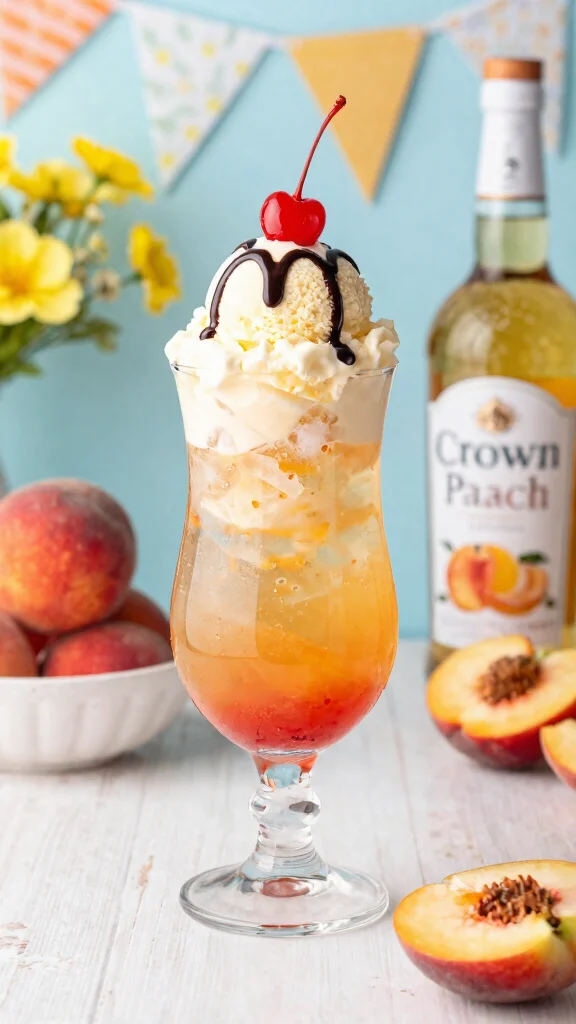 13 Crown Peach Cocktail Recipes for Smooth, Fruity Drinks - 13. Crown Peach Ice Cream Float 1