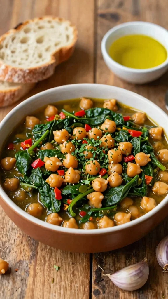 13 Mediterranean Vegan Recipes for Simple and Satisfying Plant-Based Meals - 2. Chickpea and Spinach Stew 1