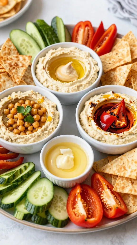 13 Mediterranean Vegan Recipes for Simple and Satisfying Plant-Based Meals - 9. Hummus Trio Platter 1