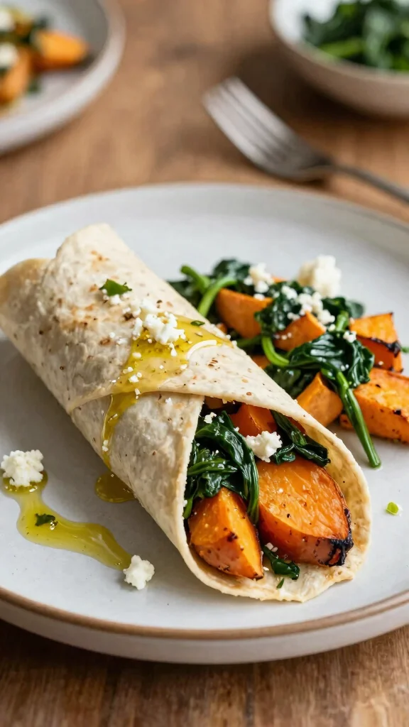 13 Mediterranean Wrap Recipes for Quick Lunches and Easy Dinners - 13. Sweet Potato and Spinach Wrap 1