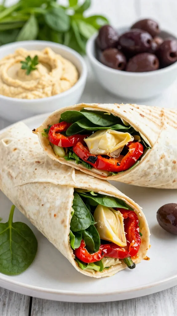 13 Mediterranean Wrap Recipes for Quick Lunches and Easy Dinners - 2. Mediterranean Veggie Wrap 1
