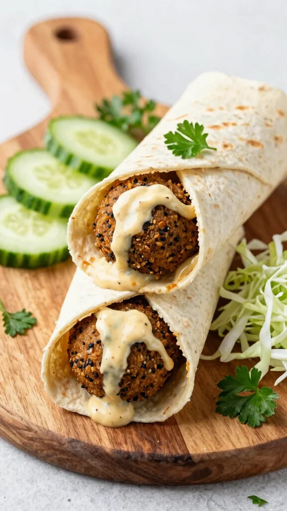 13 Mediterranean Wrap Recipes for Quick Lunches and Easy Dinners - 4. Falafel Wrap with Tahini Sauce 1