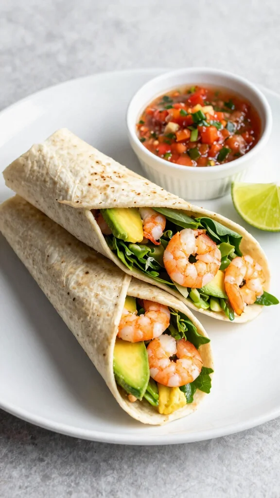 13 Mediterranean Wrap Recipes for Quick Lunches and Easy Dinners - 5. Spicy Shrimp and Avocado Wrap 1