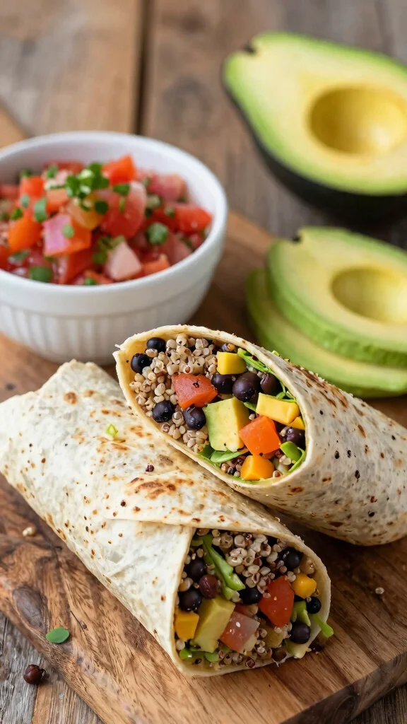 13 Mediterranean Wrap Recipes for Quick Lunches and Easy Dinners - 8. Quinoa and Black Bean Wrap 1