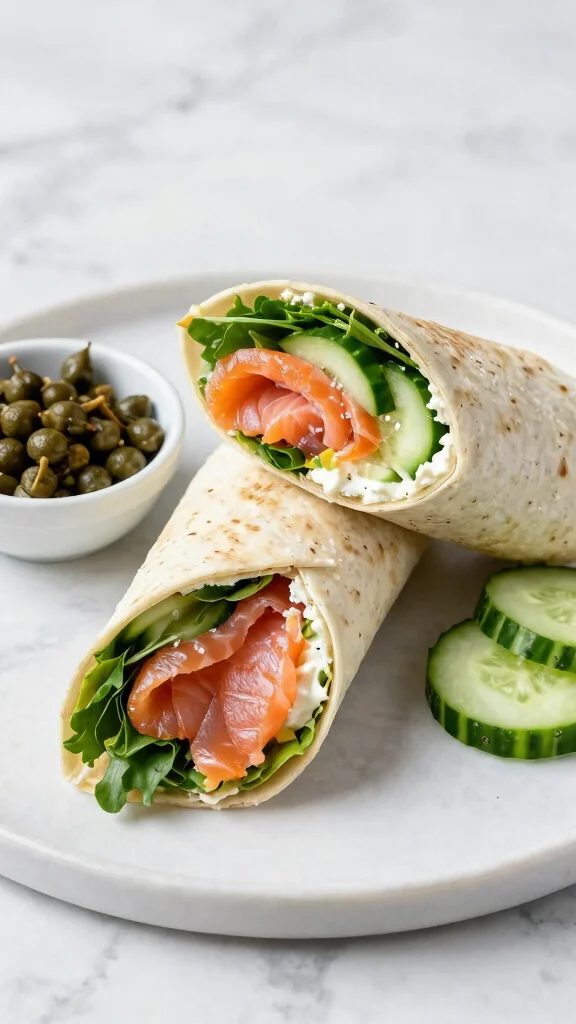 13 Mediterranean Wrap Recipes for Quick Lunches and Easy Dinners - 9. Smoked Salmon and Cream Cheese Wrap 1