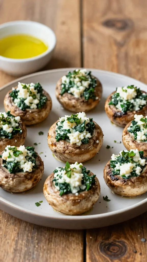 14 Mediterranean Vegetarian Recipes for Fresh, Flavorful Everyday Meals - 11. Spinach and Feta Stuffed Mushrooms 1
