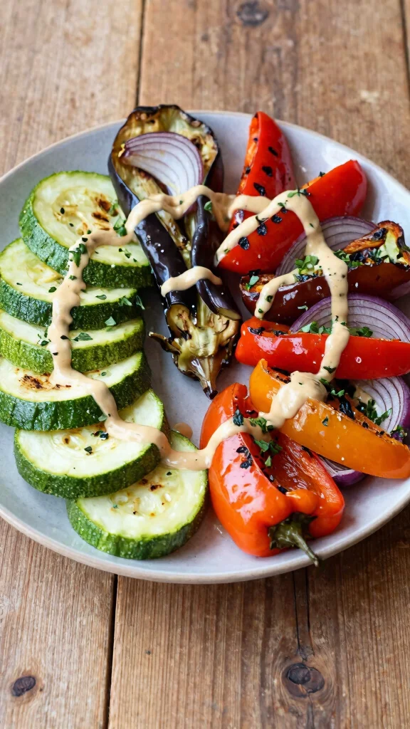 14 Mediterranean Vegetarian Recipes for Fresh, Flavorful Everyday Meals - 13. Grilled Vegetable Platter with Tahini Sauce 1