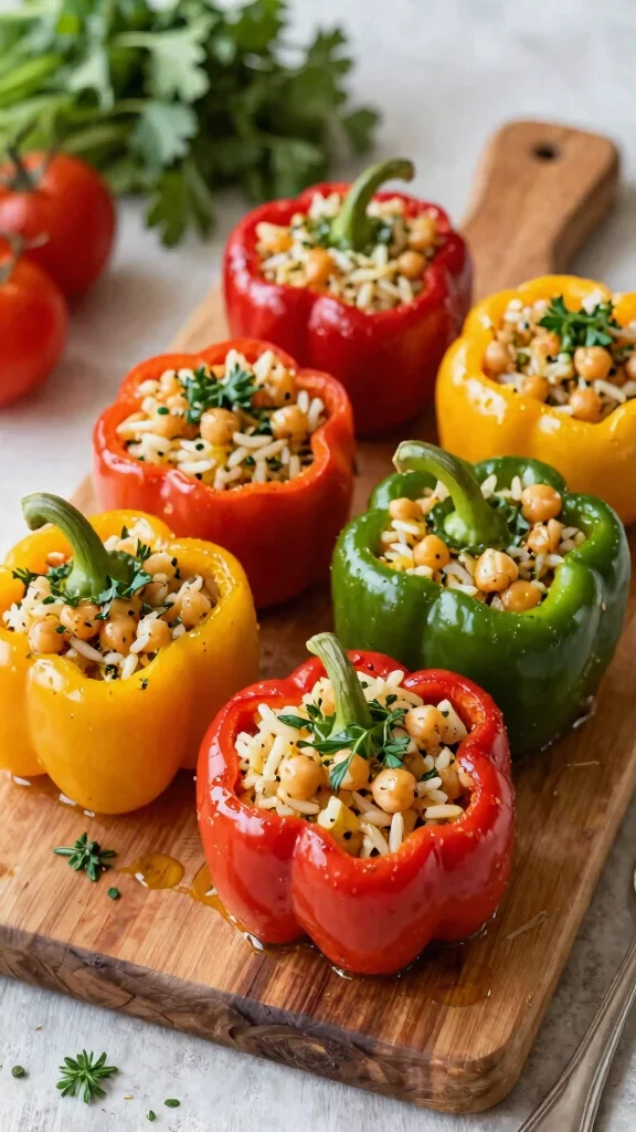 14 Mediterranean Vegetarian Recipes for Fresh, Flavorful Everyday Meals - 3. Stuffed Bell Peppers with Rice and Herbs 1