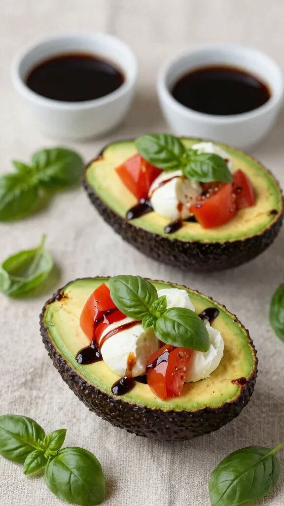 14 Mediterranean Vegetarian Recipes for Fresh, Flavorful Everyday Meals - 7. Caprese Stuffed Avocados 1