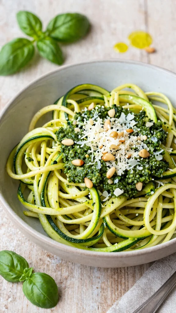 15 Mediterranean Zucchini Recipes for Easy, Fresh, and Healthy Meals - 12. Zucchini Pasta with Pesto 1