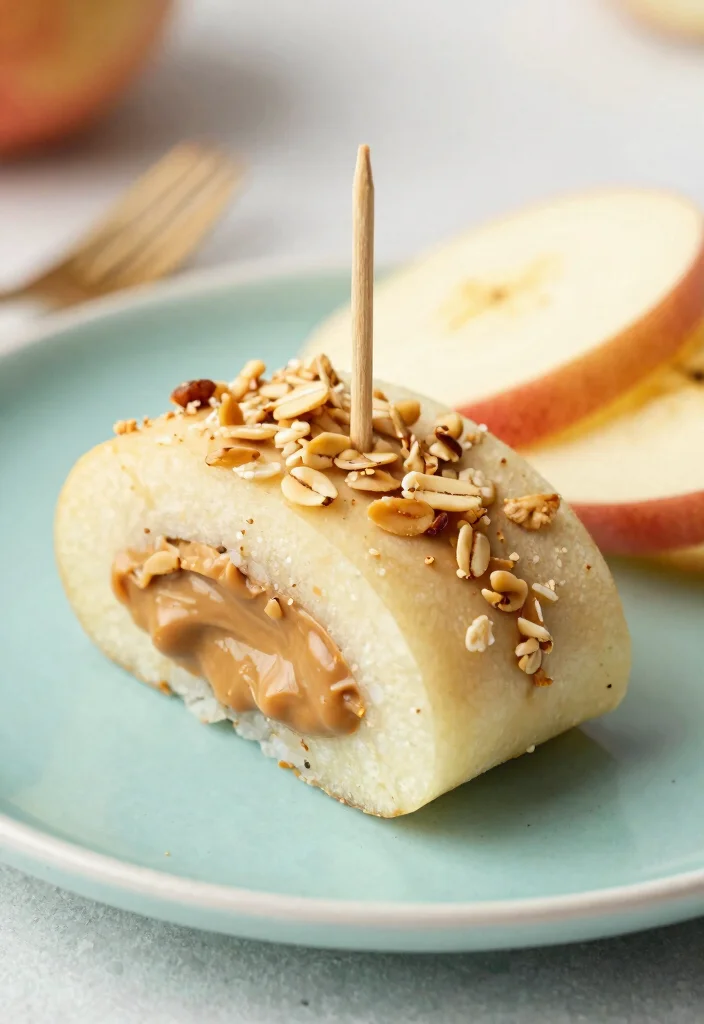 10 Easy Healthy Vegan Snacks Portable Nutritious and Totally Satisfying - 6. Apple Peanut Butter Sushi 1