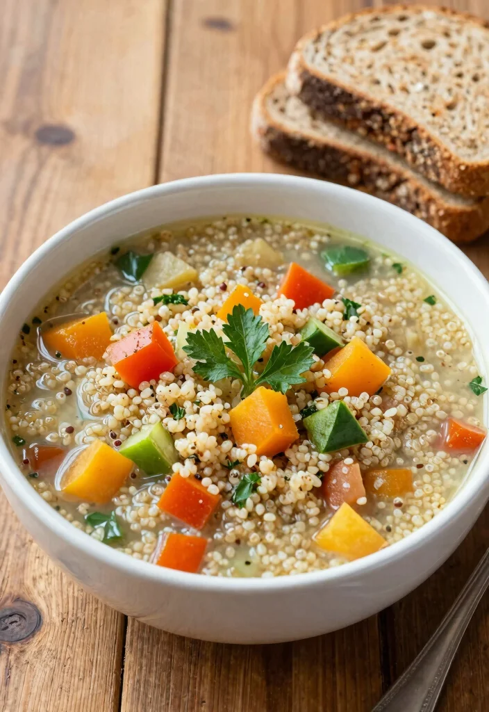 10 Hearty Vegan Soup Recipes Warm Comforting and Easy to Make - 6. Vegetable Quinoa Soup 1