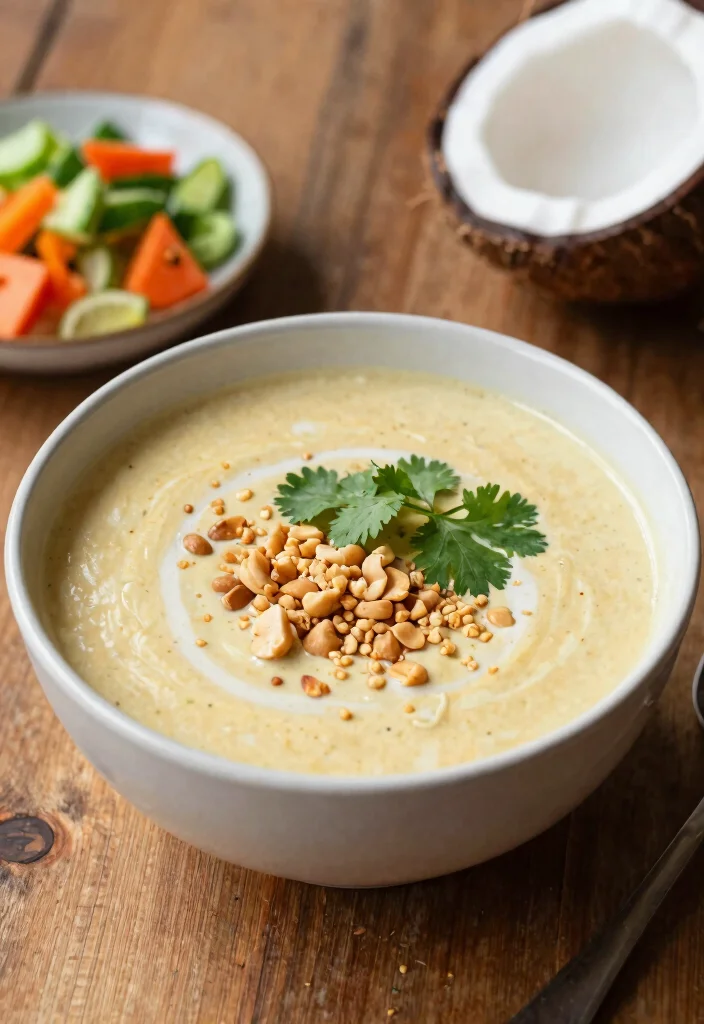 10 Hearty Vegan Soup Recipes Warm Comforting and Easy to Make - 7. Thai Peanut Soup 1