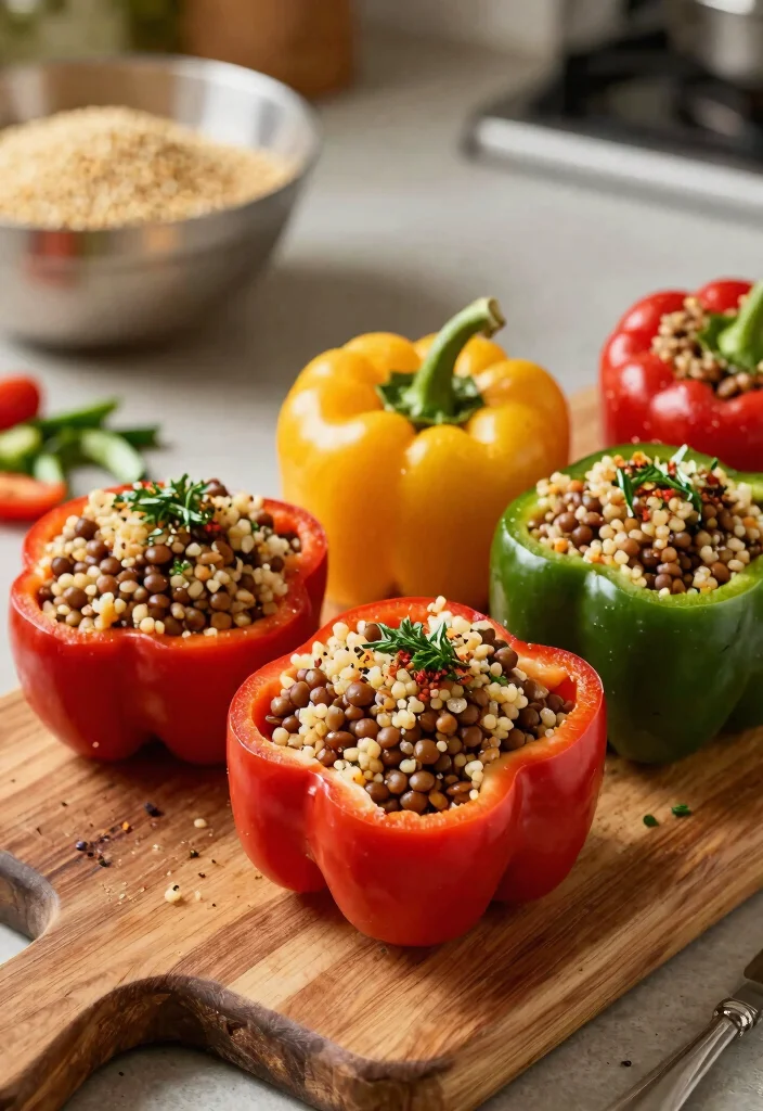 10 High Protein Vegan Recipes to Build Muscle and Stay Full Longer - 1. Lentil and Quinoa Stuffed Peppers 1