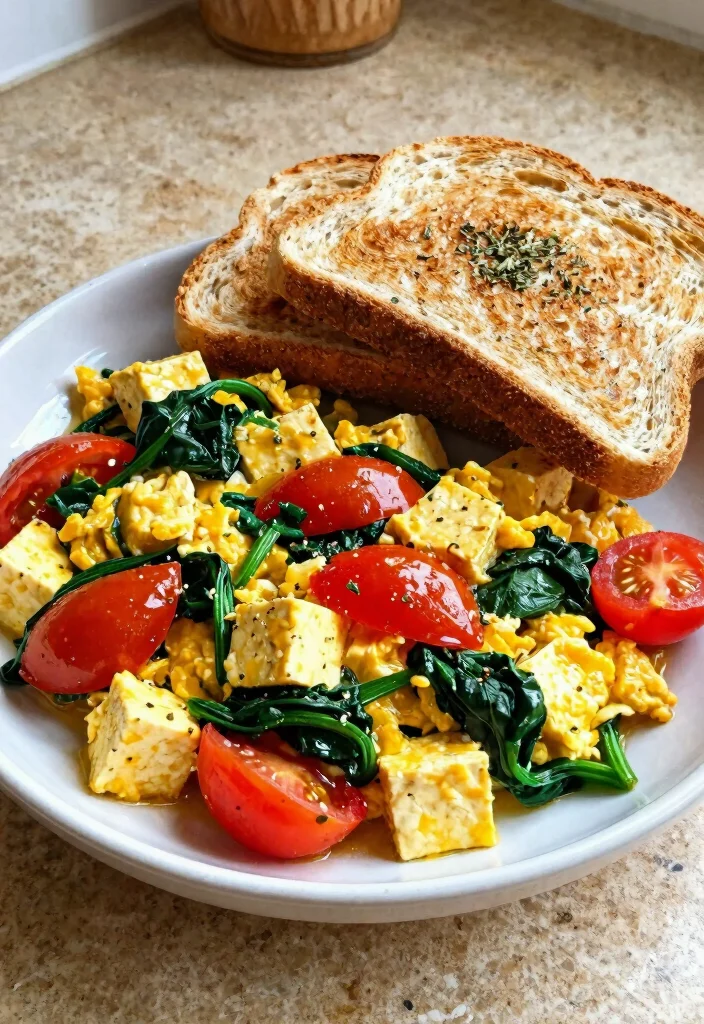 10 High Protein Vegan Recipes to Build Muscle and Stay Full Longer - 10. Tofu Scramble with Spinach and Tomatoes 1