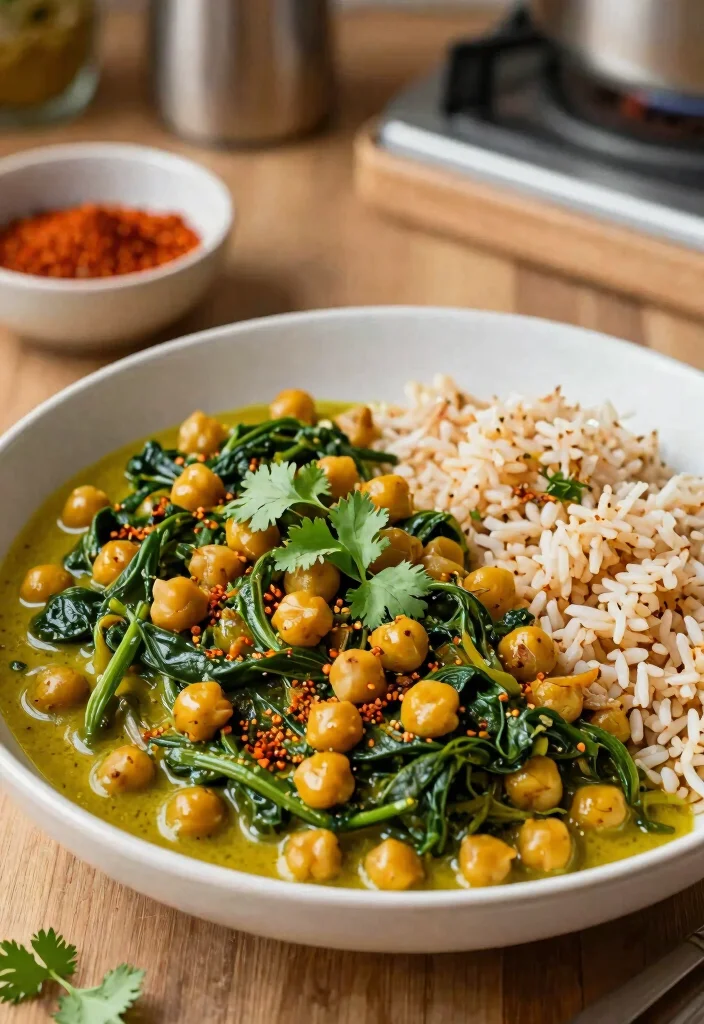 10 High Protein Vegan Recipes to Build Muscle and Stay Full Longer - 2. Chickpea Spinach Curry 1