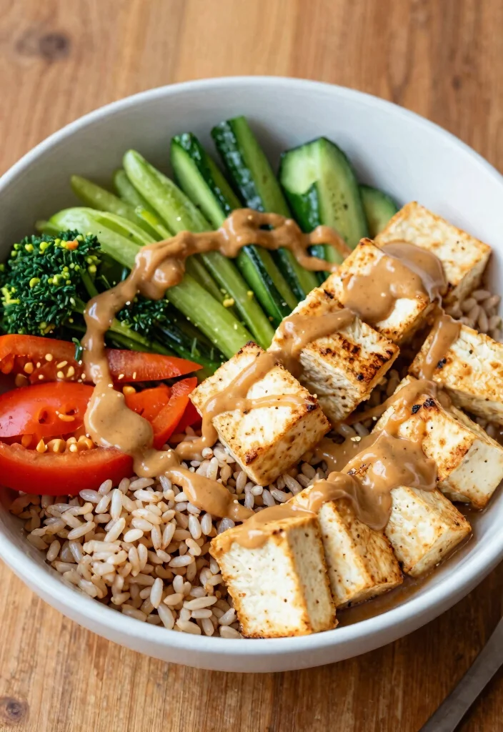 10 High Protein Vegan Recipes to Build Muscle and Stay Full Longer - 8. Peanut Tofu Buddha Bowl 1