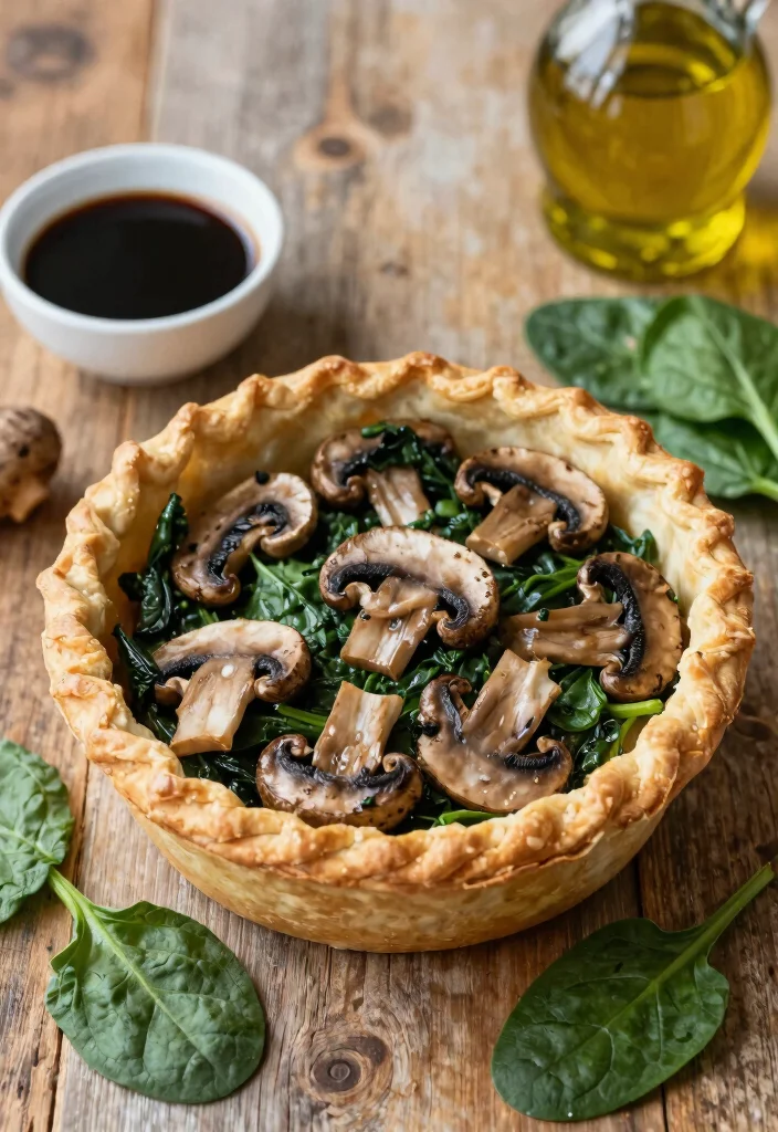 7 Cozy Vegan Pot Pie Recipes Flaky Crust and Creamy Filling - 2. Mushroom and Spinach Vegan Pot Pie 1