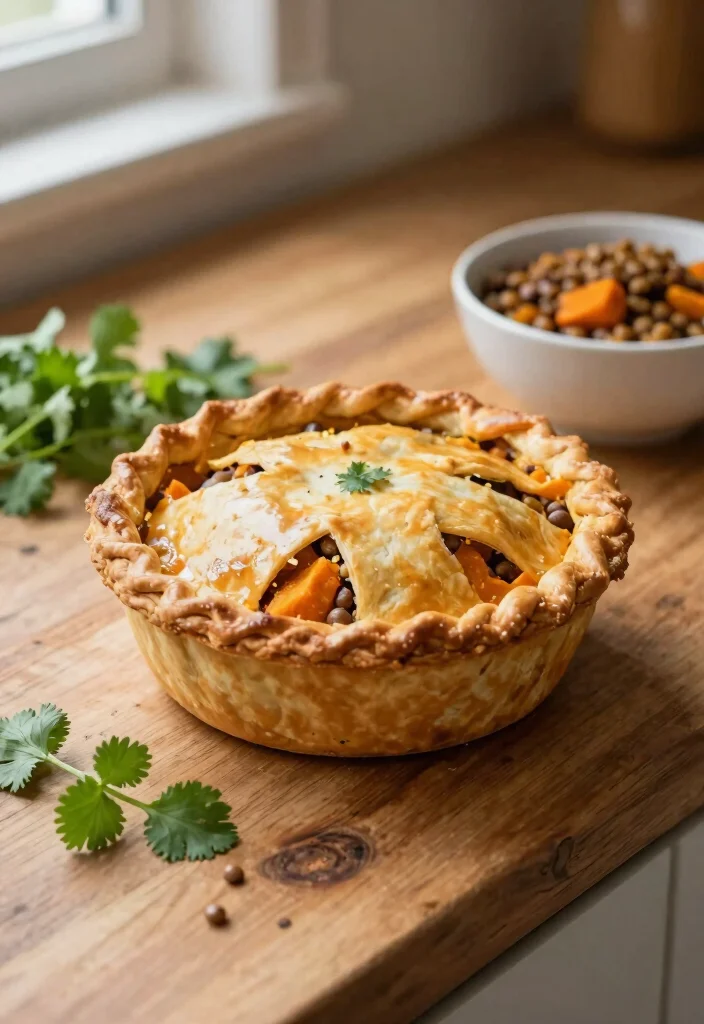 7 Cozy Vegan Pot Pie Recipes Flaky Crust and Creamy Filling - 3. Sweet Potato and Lentil Vegan Pot Pie 1
