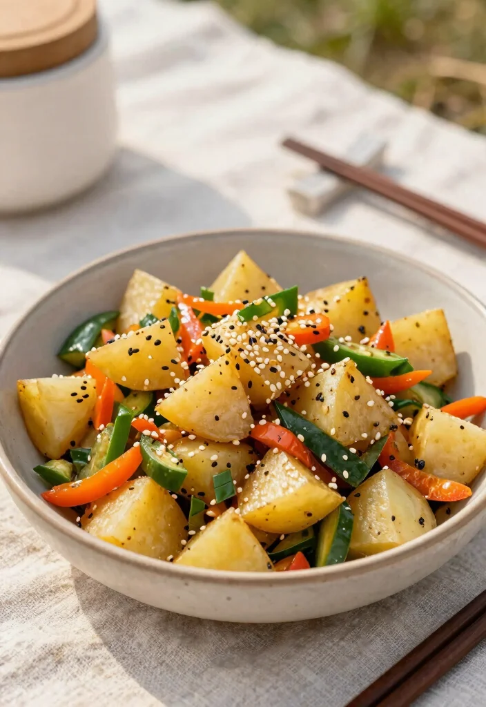 7 Creamy Vegan Potato Salad Recipes Perfect for Picnics and Cookouts - 6. Asian Sesame Potato Salad 1