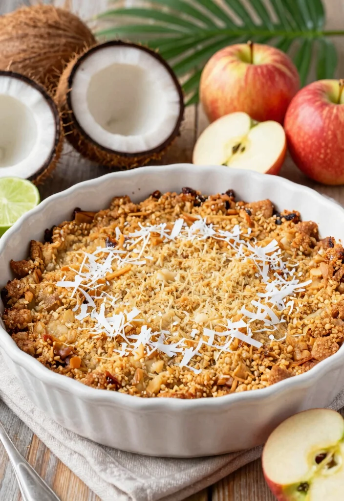 7 Easy Vegan Apple Crisp Recipes Warm Spiced and Topped With Crunchy Oats - 7. Tropical Coconut Apple Crisp 1