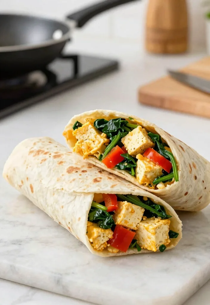7 Easy Vegan Breakfast Burrito Recipes Filling and Protein Packed - 1. Classic Tofu Scramble Burrito 1