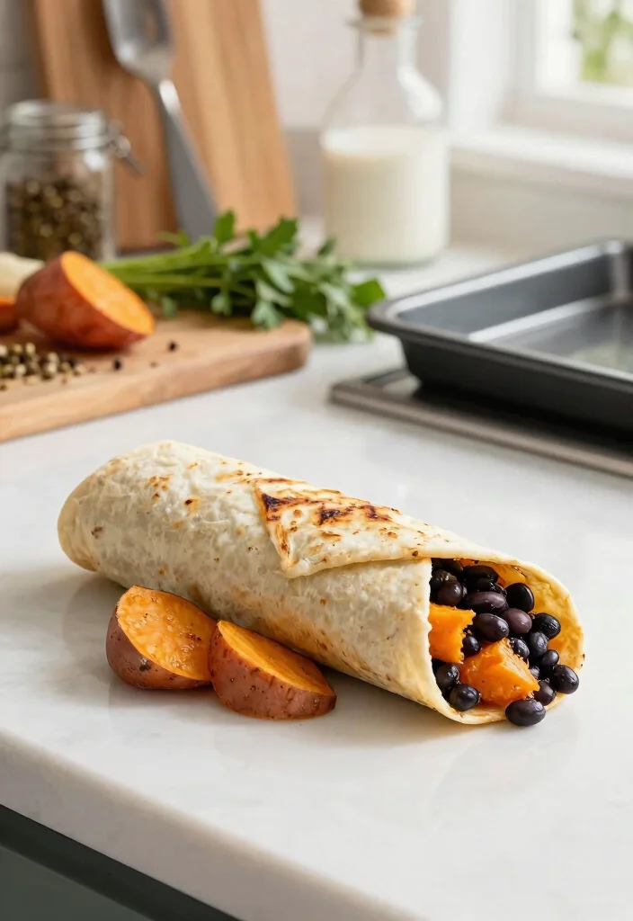 7 Easy Vegan Breakfast Burrito Recipes Filling and Protein Packed - 2. Sweet Potato and Black Bean Burrito 1