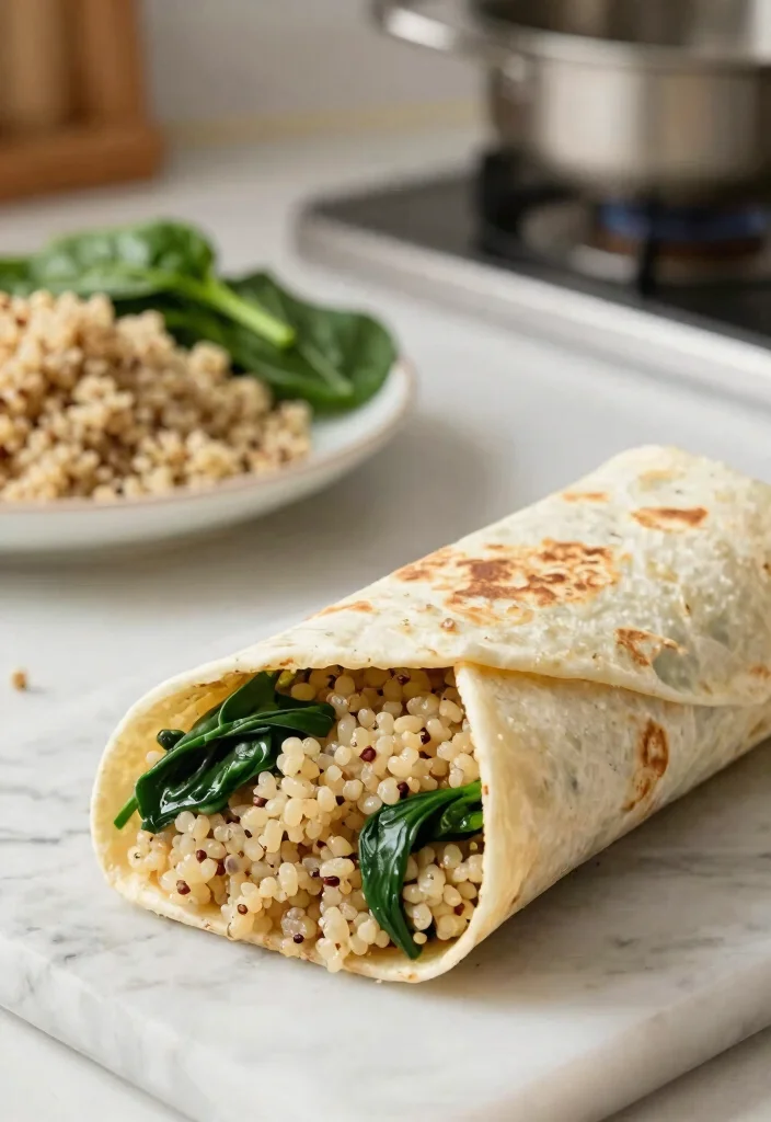 7 Easy Vegan Breakfast Burrito Recipes Filling and Protein Packed - 5. Quinoa and Spinach Breakfast Burrito 1