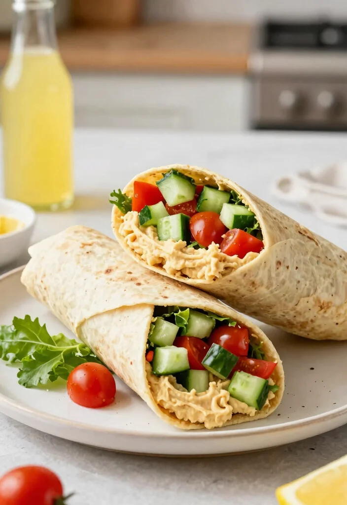 7 Easy Vegan Breakfast Burrito Recipes Filling and Protein Packed - 7. Mediterranean Hummus Burrito 1