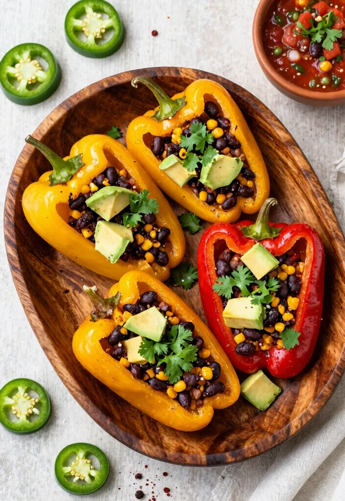 7 Easy Vegan Stuffed Peppers Recipes: Colorful Filling and Delicious - 2. Spicy Black Bean and Corn Stuffed Peppers 1