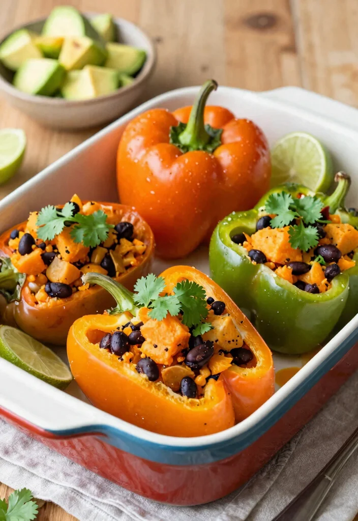 7 Easy Vegan Stuffed Peppers Recipes: Colorful Filling and Delicious - 4. Sweet Potato and Black Bean Stuffed Peppers 1