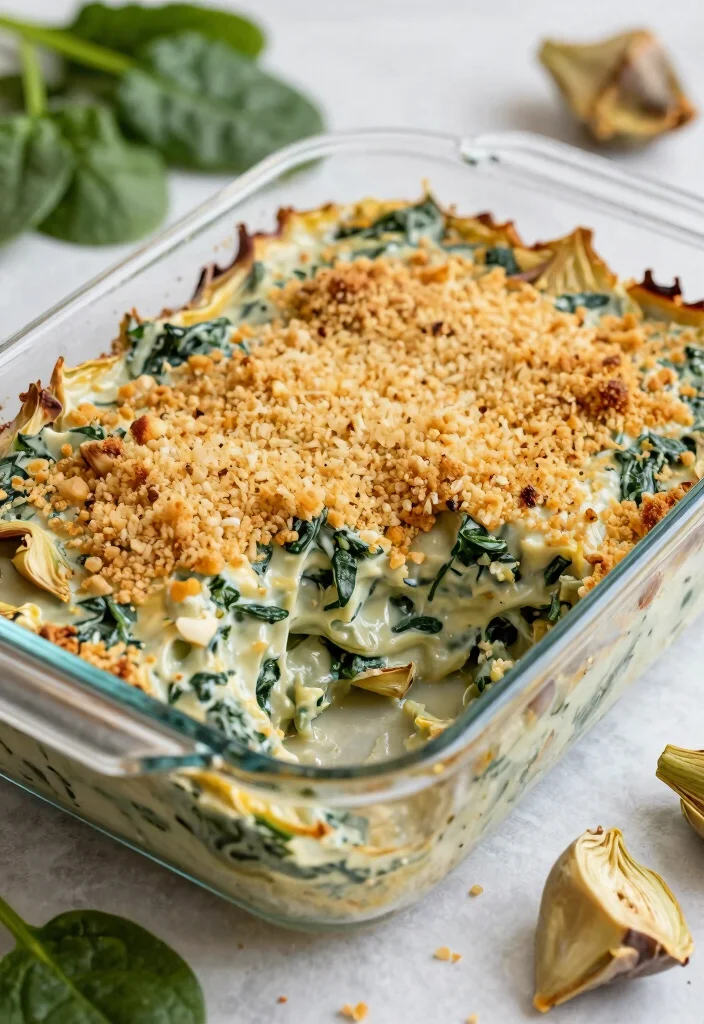 8 Easy Vegan Casserole Recipes: Hearty, Comforting, and One Pan Meals - 3. Creamy Spinach and Artichoke Casserole 1