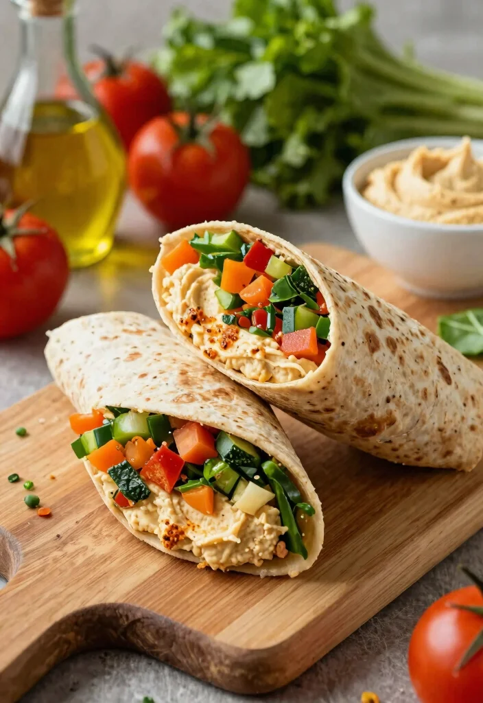 8 Easy Vegan Meal Prep Ideas to Save Time and Eat Clean All Week - 8. Spicy Hummus and Veggie Wraps 1