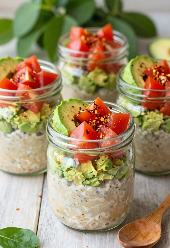8 Easy Vegan Overnight Oats Recipes Make Ahead and Meal Prep Ready - 8. Savory Avocado & Tomato Overnight Oats 1
