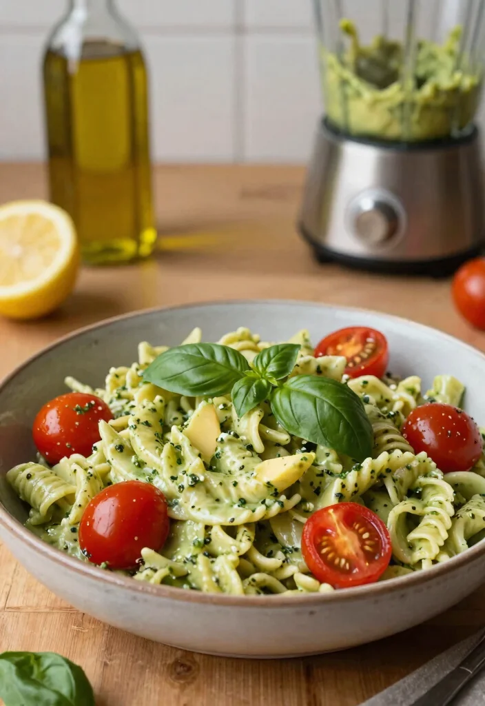 8 Easy Vegan Pasta Salad Recipes Fresh Flavorful and Potluck Perfect - 2. Avocado Pesto Pasta Salad 1