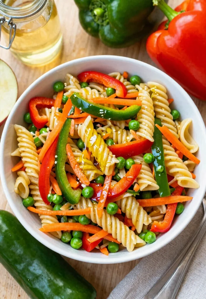 8 Easy Vegan Pasta Salad Recipes Fresh Flavorful and Potluck Perfect - 4. Rainbow Vegetable Pasta Salad 1