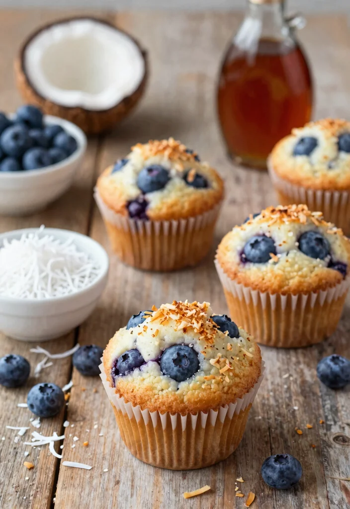 8 Fluffy Vegan Blueberry Muffins Recipes Bursting With Fresh Flavor - 6. Coconut Blueberry Muffins 1