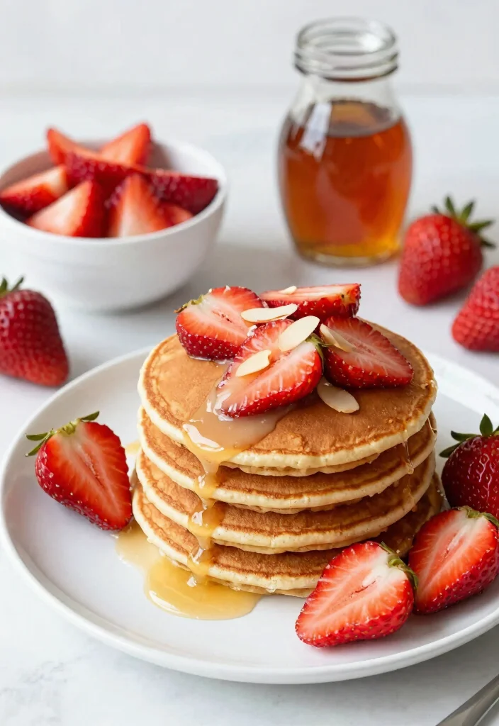 8 Fluffy Vegan Pancake Recipes Light Golden and Weekend Ready - 6. Strawberry Almond Vegan Pancakes 1
