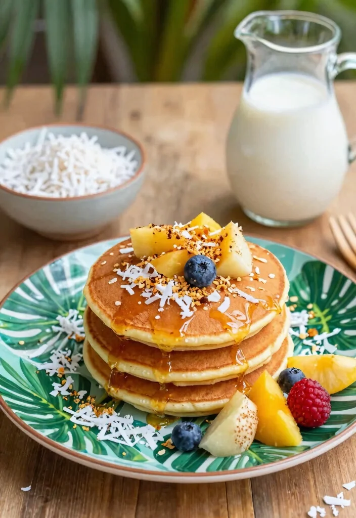 8 Fluffy Vegan Pancake Recipes Light Golden and Weekend Ready - 7. Coconut Vegan Pancakes 1