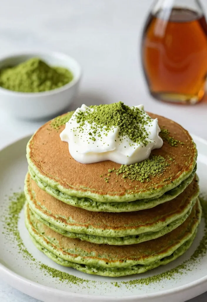 8 Fluffy Vegan Pancake Recipes Light Golden and Weekend Ready - 8. Matcha Vegan Pancakes 1