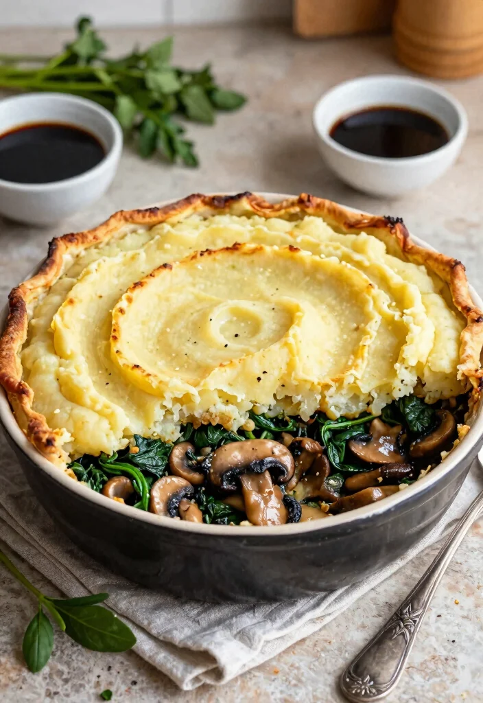 8 Hearty Vegan Shepherd's Pie Recipes Comfort Food Without the Meat - 3. Mushroom and Spinach Vegan Shepherd's Pie 1