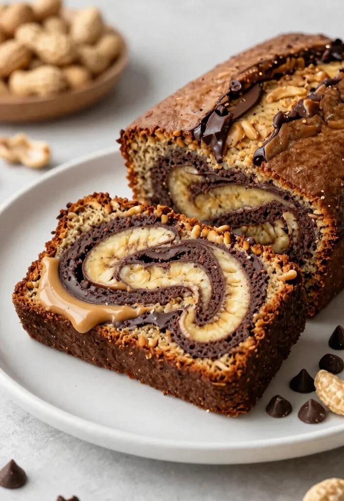 8 Moist Vegan Banana Bread Recipes Easy Naturally Sweet and Perfect - 7. Peanut Butter Chocolate Swirl Banana Bread 1