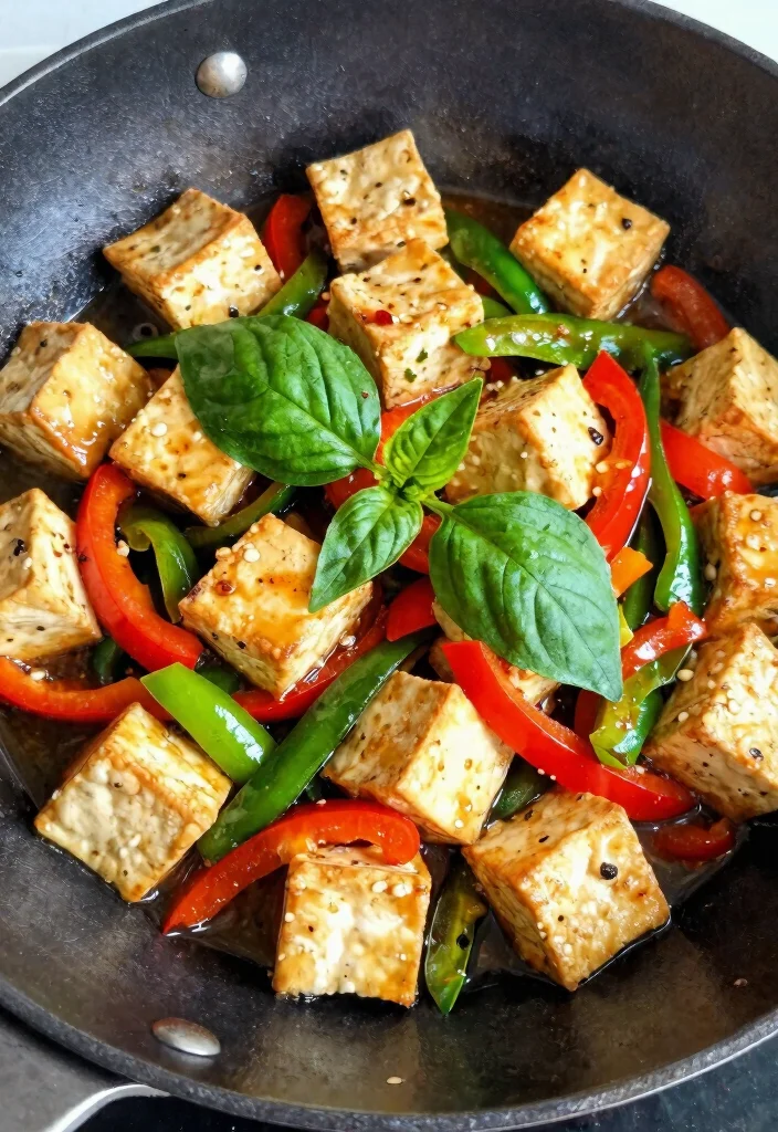 8 Quick Vegan Stir Fry Recipes Ready in 20 Minutes or Less - 5. Thai Basil Tofu Stir Fry 1