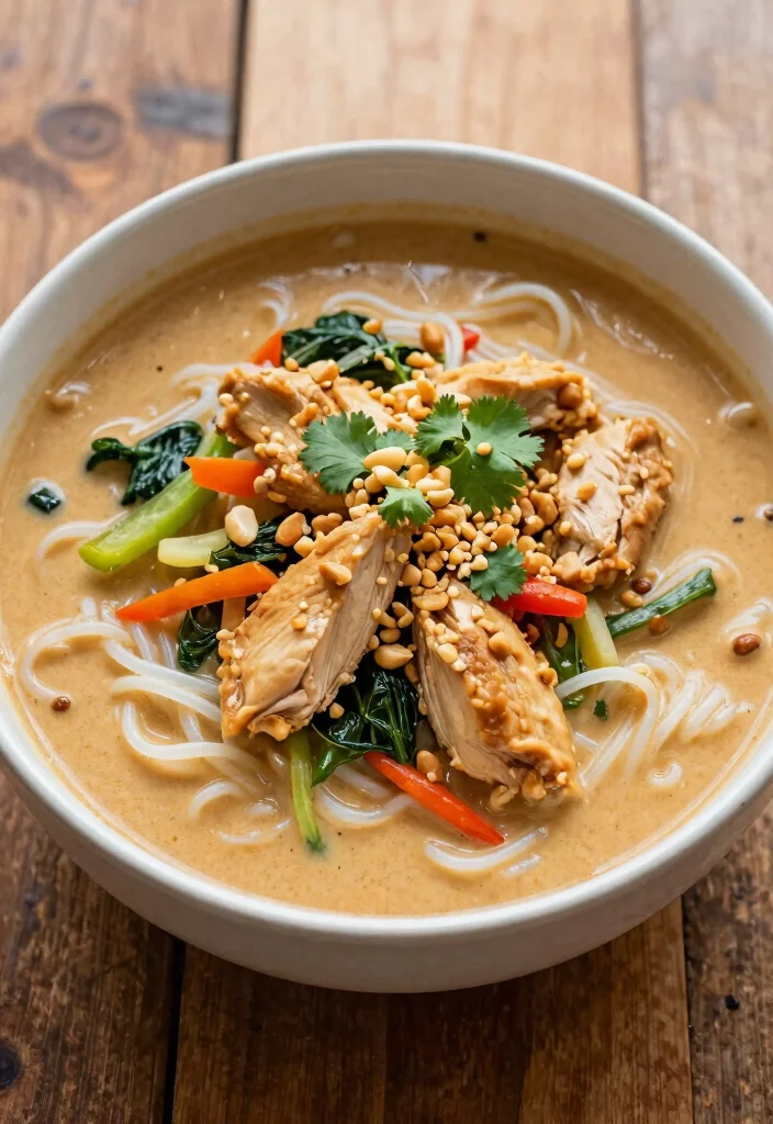 9 Comforting Vegan Chicken Noodle Soup Recipes Warm and Nourishing - 9. Thai Peanut Vegan Chicken Noodle Soup 1